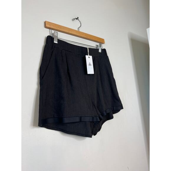 NWT Just Bee Queen Mia Black Linen Casual Women's Short Size: Medium - Picture 3 of 6